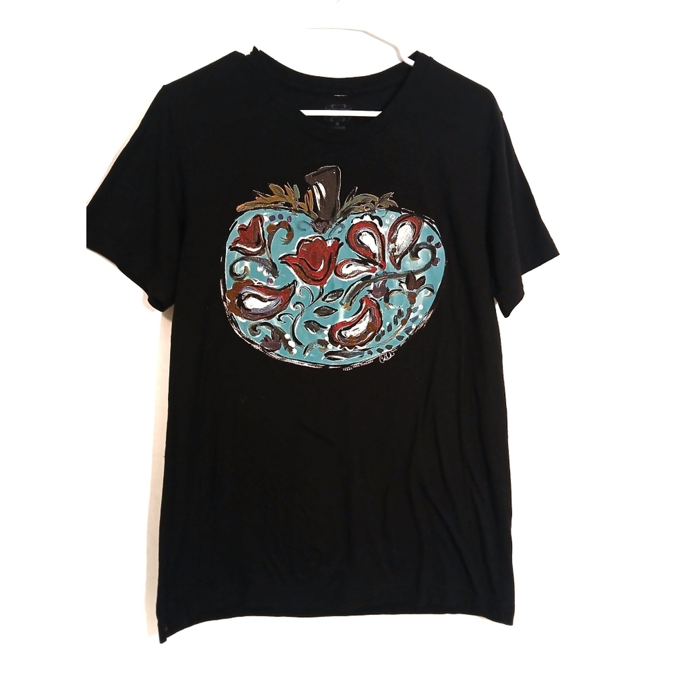 TEXAS TRUE THREADS Floral Pumpkin Tee M